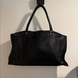 Elegant Black Leather Tote Bag
